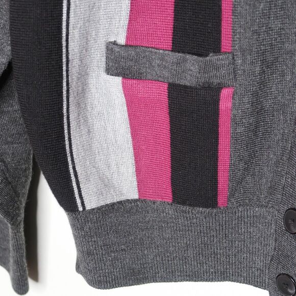 Jean Pierre VTG Mens‎ Cardigan Large Gray Purple Wool Blend Academia Grandpacore - Picture 9 of 10